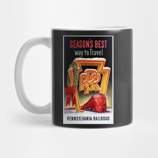 Beautifully Restored Vintage Pennsylvania Railroad Print: Season's Best Way To Travel Mug